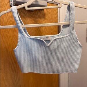 Aritzia Babaton Light Blue Ribbed Crop Top
